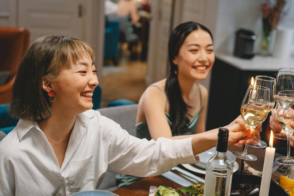 Friends having dinner